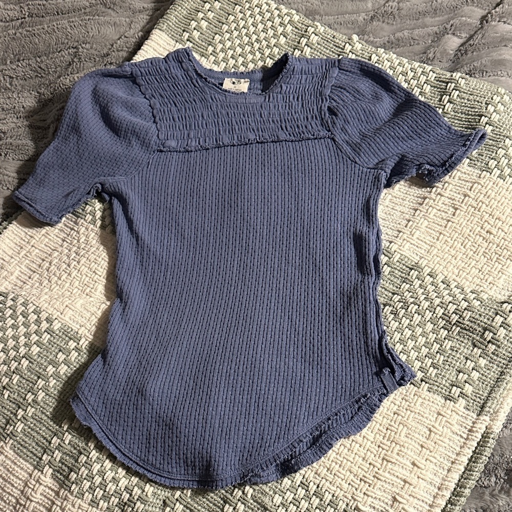 Women’s Free People Blue Short Sleeve Ribbed Top
